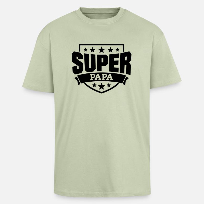 Super Papa - Oversized Heavyweight Unisex T-Shirt - Leichtes Salbeigrün 