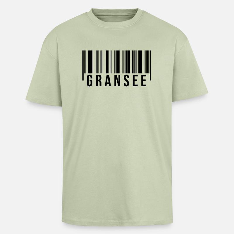 Gransee Strichcode - Oversized Heavyweight Unisex T-Shirt - Leichtes Salbeigrün 