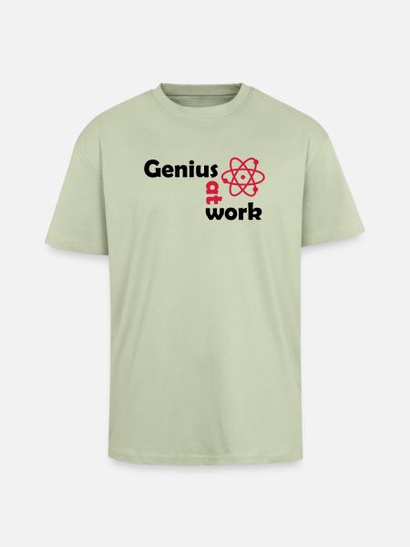 genius at work - Oversized Heavyweight Unisex T-Shirt - Leichtes Salbeigrün 