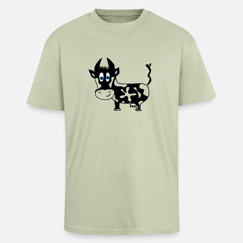 Kuh schwarz Flecken Tier Geschenkidee - Oversized Heavyweight Unisex T-Shirt - Leichtes Salbeigrün 