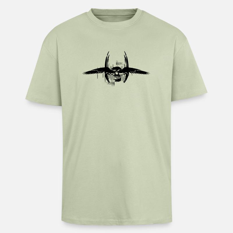 Wing Skull - Oversized Heavyweight Unisex T-Shirt - Leichtes Salbeigrün 