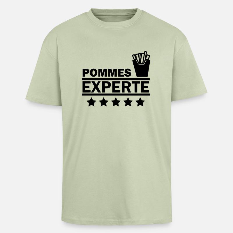 pommes experte - Oversized Heavyweight Unisex T-Shirt - Leichtes Salbeigrün 