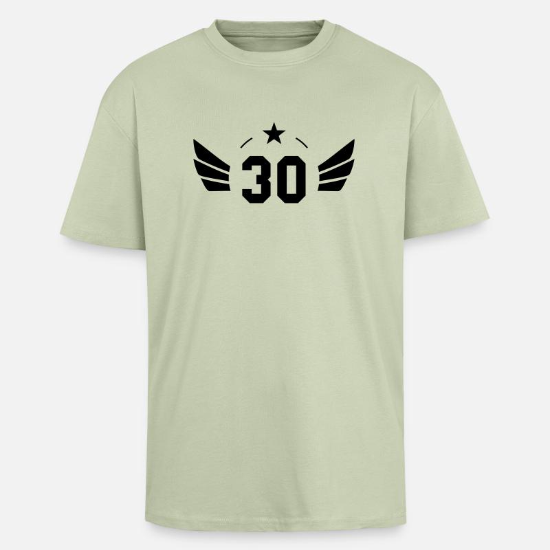 30 ans d'âge - T-shirt unisexe oversize épais - vert sauge léger 