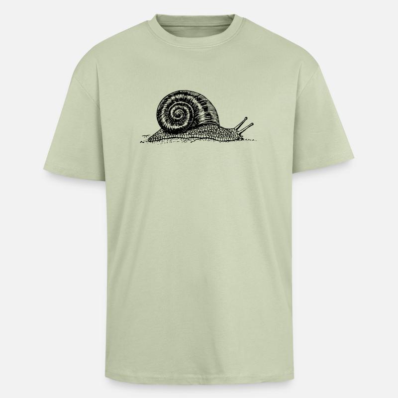Black and withe snail - Unisex Oversized Heavyweight T-shirt - soft salvia 