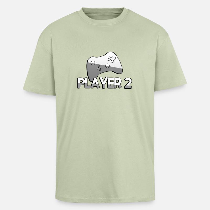 PLAYER 2 + Controller - Gaming - Oversized Heavyweight Unisex T-Shirt - Leichtes Salbeigrün 