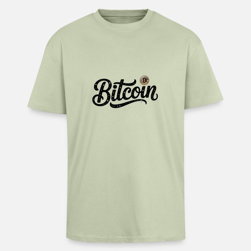 Bitcoin Logo - Crypto Coding Sticker - Unisex Oversized Heavyweight T-shirt - soft salvia 