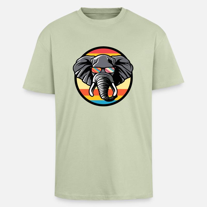 Elephant Comic Cool - Unisex Oversized Heavyweight T-shirt - soft salvia