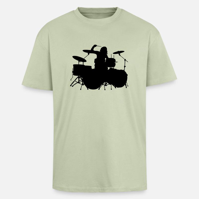 l'évolution de la batteuse - T-shirt unisexe oversize épais - vert sauge léger 