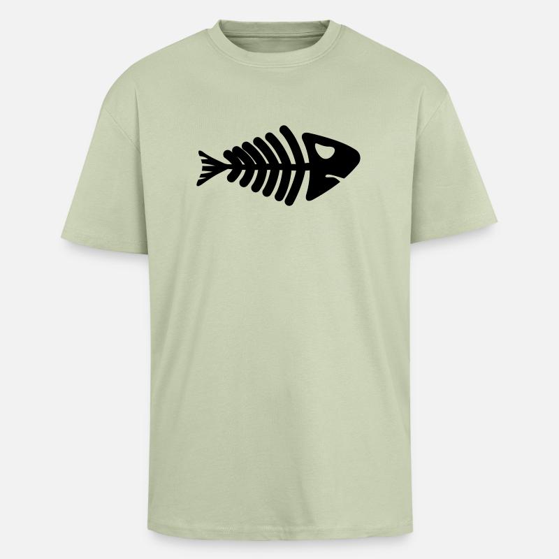 fish skeleton bone tail - Oversized Heavyweight Unisex T-Shirt - Leichtes Salbeigrün 