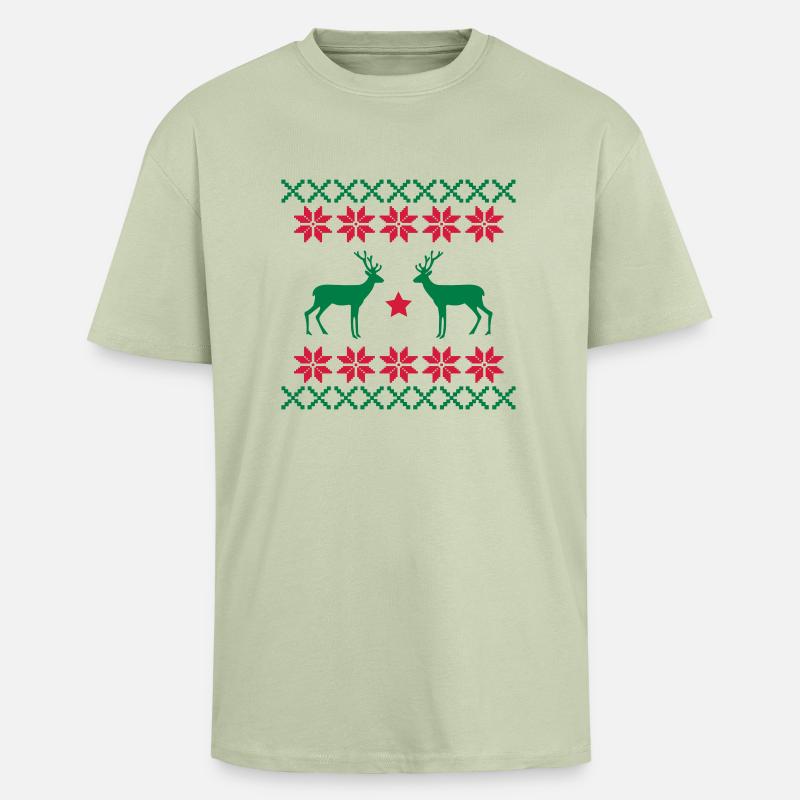 reh_norwegen_muster2 - T-shirt unisexe oversize épais - vert sauge léger 