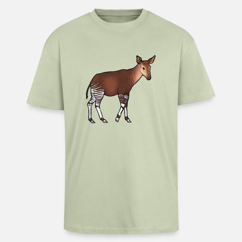 Okapi 02 - T-shirt unisexe oversize épais - vert sauge léger 