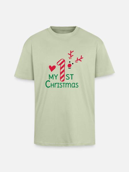 My First Christmas - Unisex Oversized Heavyweight T-shirt - soft salvia