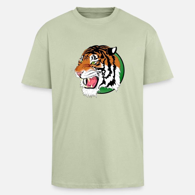 Löwe Tiger Leopard Raubtier - Oversized Heavyweight Unisex T-Shirt - Leichtes Salbeigrün