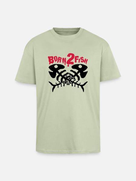 fish_born_to_fish_dx2 - T-shirt unisexe oversize épais - vert sauge léger