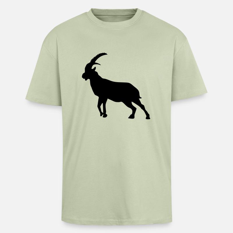steinbock steinbock silhouette tier berg - Oversized Heavyweight Unisex T-Shirt - Leichtes Salbeigrün 