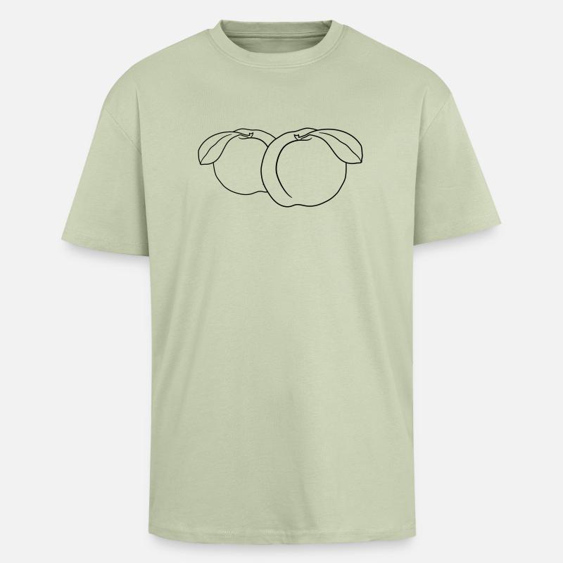 2 pfirsiche lecker frucht früchte - Oversized Heavyweight Unisex T-Shirt - Leichtes Salbeigrün 