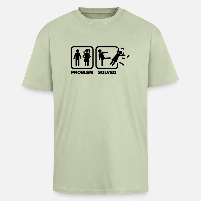 problem solved - T-shirt unisexe oversize épais - vert sauge léger 