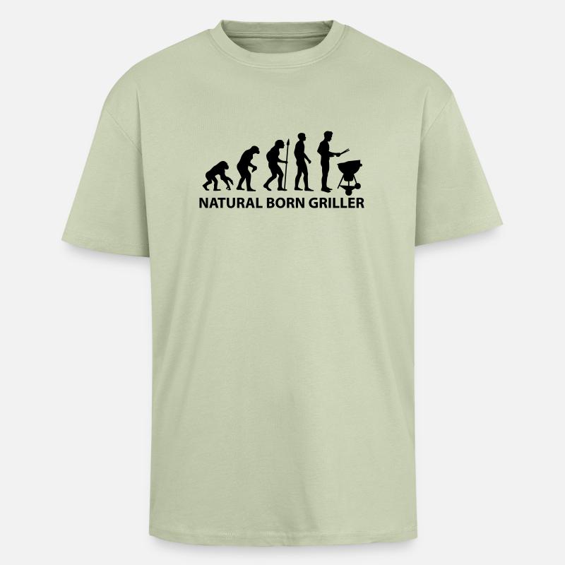 Grill Evolution - Oversized Heavyweight Unisex T-Shirt - Leichtes Salbeigrün 