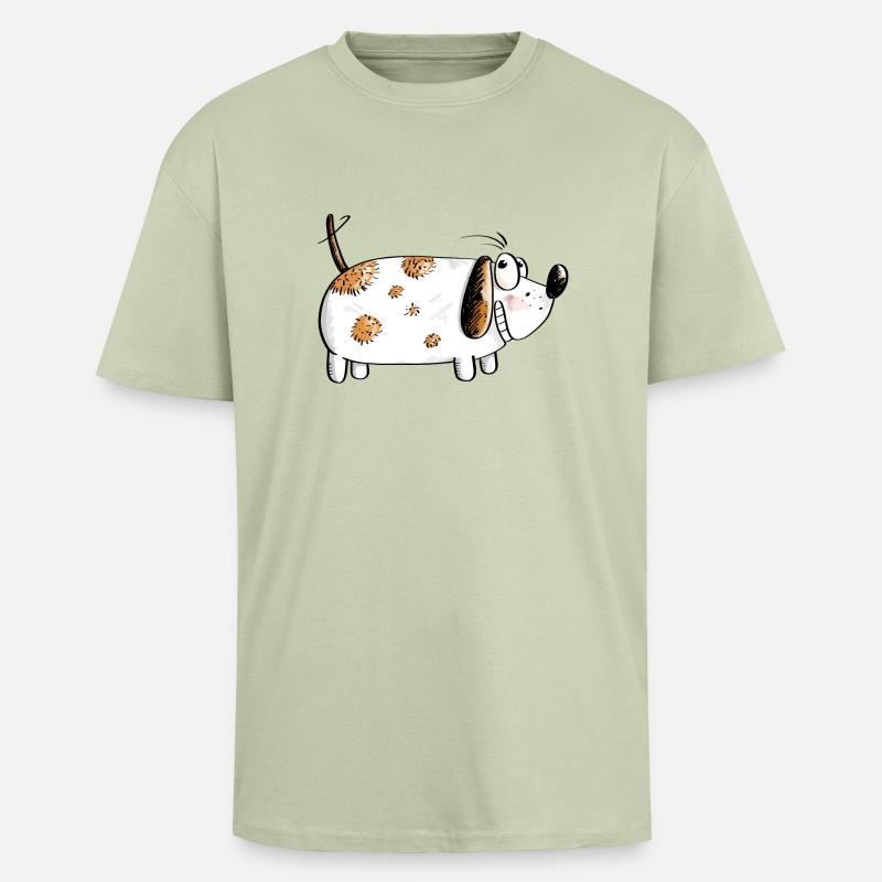 Dicker Lustiger Hund - Hunde Comic - Oversized Heavyweight Unisex T-Shirt - Leichtes Salbeigrün 