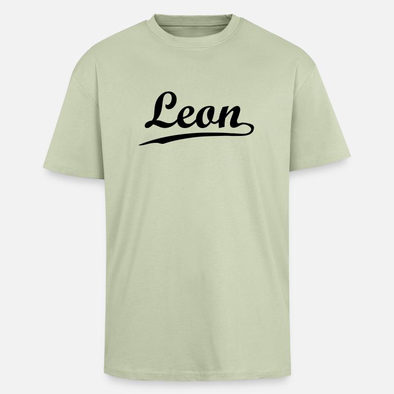 leon - Oversized Heavyweight Unisex T-Shirt - Leichtes Salbeigrün 