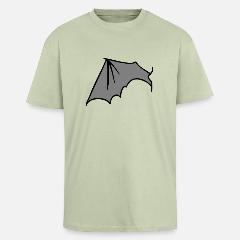 batwing_left_grey - T-shirt unisexe oversize épais - vert sauge léger 