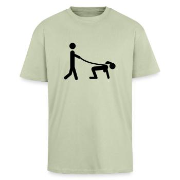 mariage - T-shirt unisexe oversize épais - vert sauge léger  - Devant - Alina (178cm) & Michal (187cm)