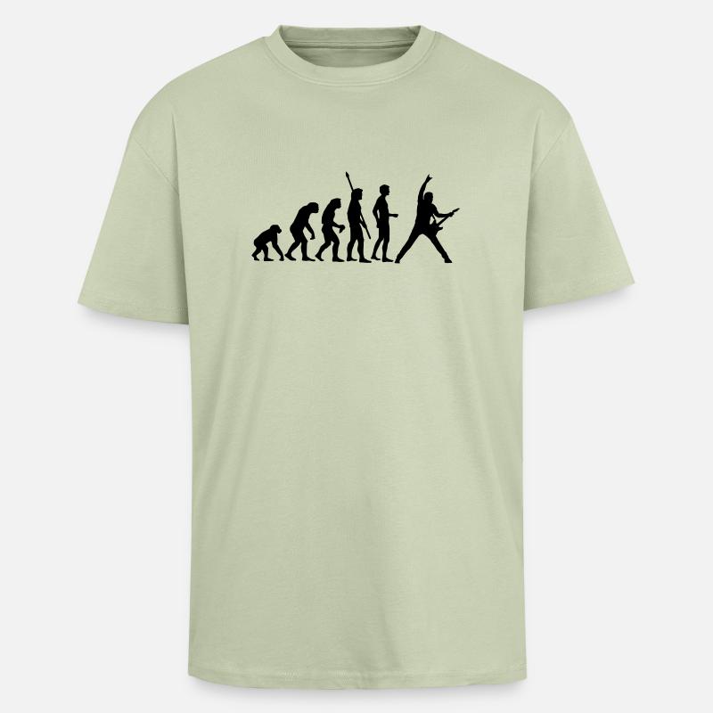 evolution_guitar_b - Oversized Heavyweight Unisex T-Shirt - Leichtes Salbeigrün 