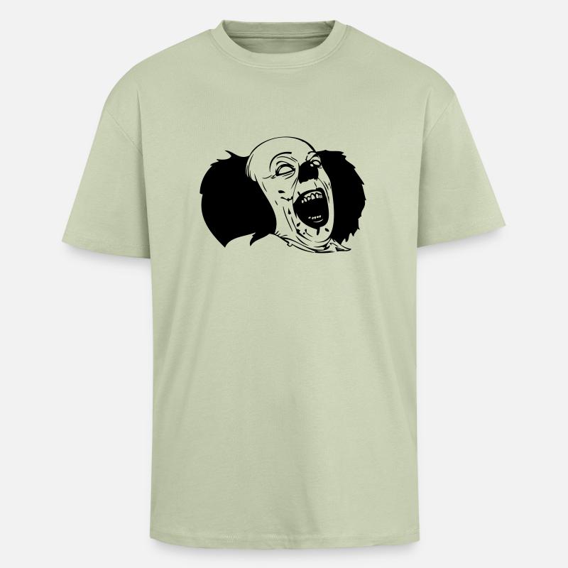 Evil Clown Black & White - Oversized Heavyweight Unisex T-Shirt - Leichtes Salbeigrün 