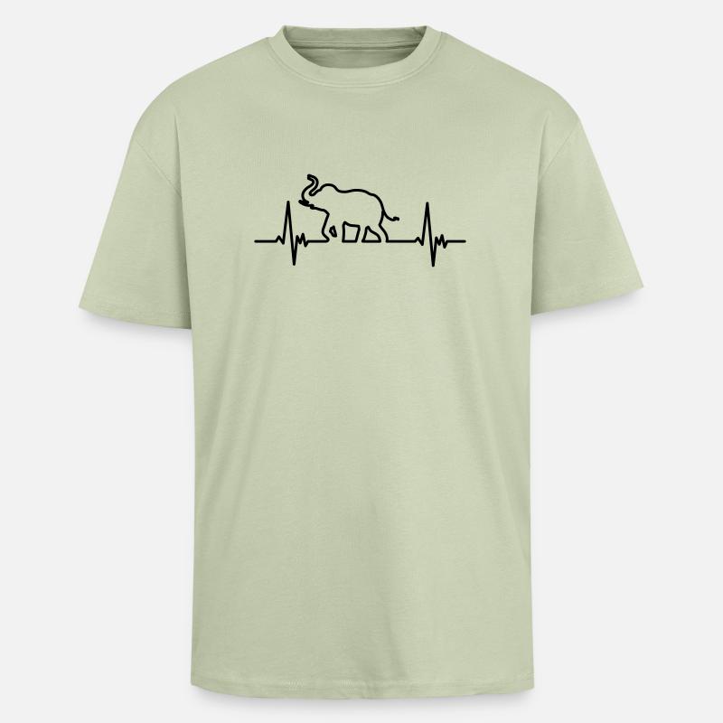 Elefant - Oversized Heavyweight Unisex T-Shirt - Leichtes Salbeigrün 