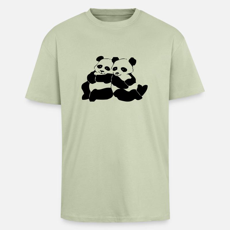 Panda - Oversized Heavyweight Unisex T-Shirt - Leichtes Salbeigrün 