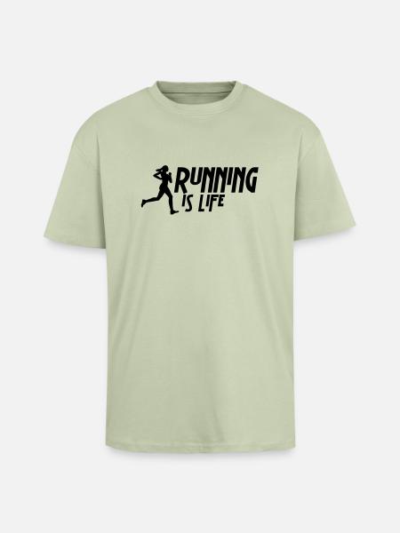running is life female i 1c - Unisex Oversized Heavyweight T-shirt - soft salvia 