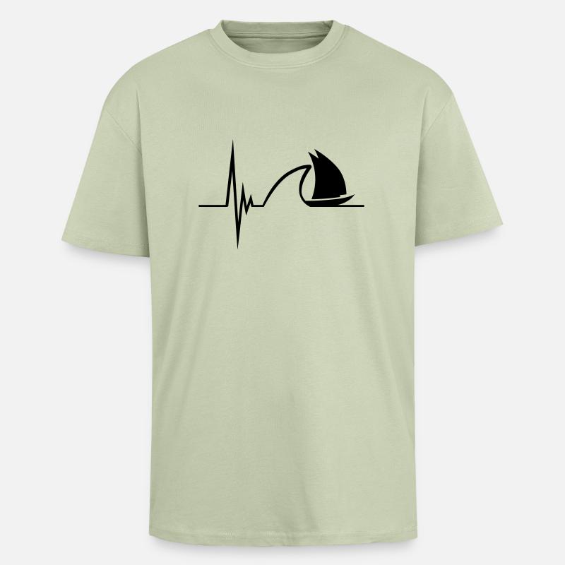 Sailing Pulse Design - Oversized Heavyweight Unisex T-Shirt - Leichtes Salbeigrün 