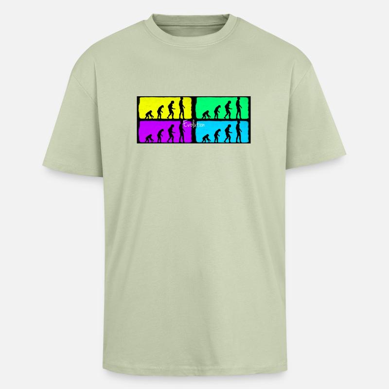 evolution - Oversized Heavyweight Unisex T-Shirt - Leichtes Salbeigrün 
