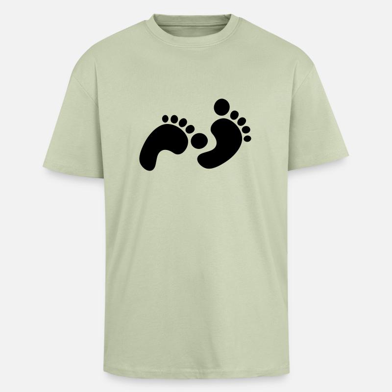 footprints - Oversized Heavyweight Unisex T-Shirt - Leichtes Salbeigrün 