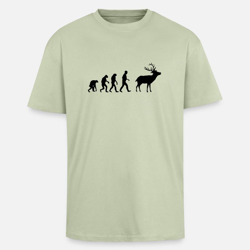cerf evolution - T-shirt unisexe oversize épais - vert sauge léger 