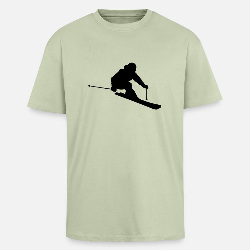 Skier 2 (Vector) - Oversized Heavyweight Unisex T-Shirt - Leichtes Salbeigrün 