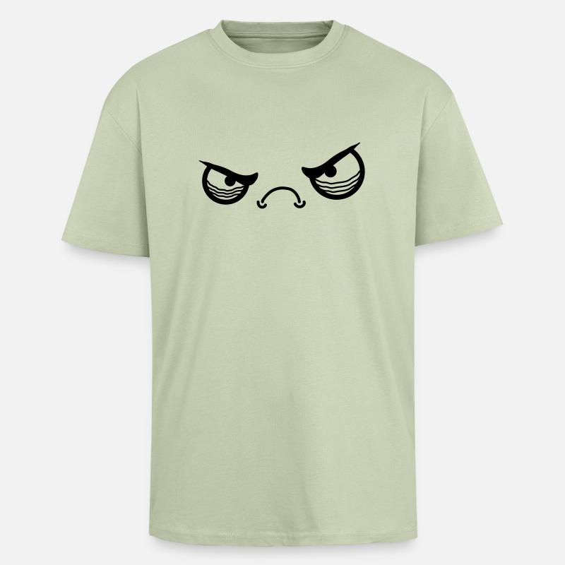 Angry Face - Oversized Heavyweight Unisex T-Shirt - Leichtes Salbeigrün 