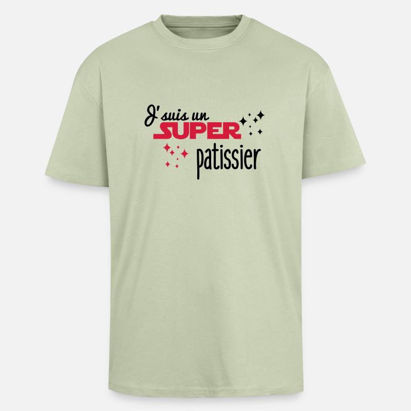 Ich bin ein großer Gebäck - Oversized Heavyweight Unisex T-Shirt - Leichtes Salbeigrün 