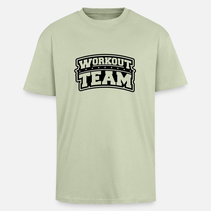 workout_team_dx1 - Oversized Heavyweight Unisex T-Shirt - Leichtes Salbeigrün 