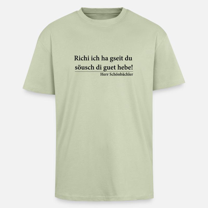 Richi Söusch di hebe - Oversized Heavyweight Unisex T-Shirt - Leichtes Salbeigrün 
