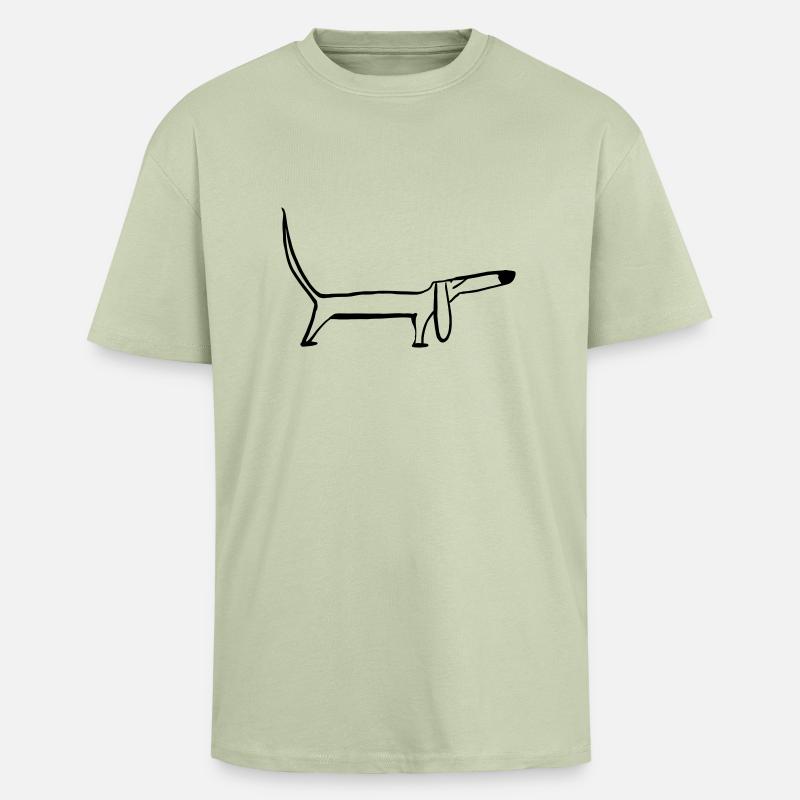 Dackel - Oversized Heavyweight Unisex T-Shirt - Leichtes Salbeigrün 