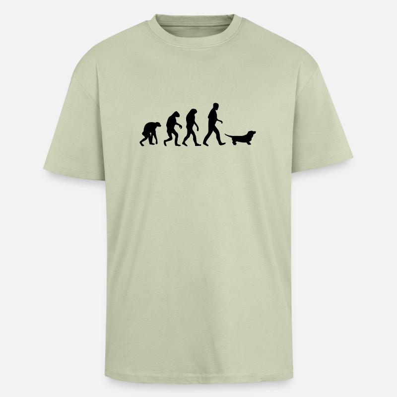 dackel evolution - Oversized Heavyweight Unisex T-Shirt - Leichtes Salbeigrün 