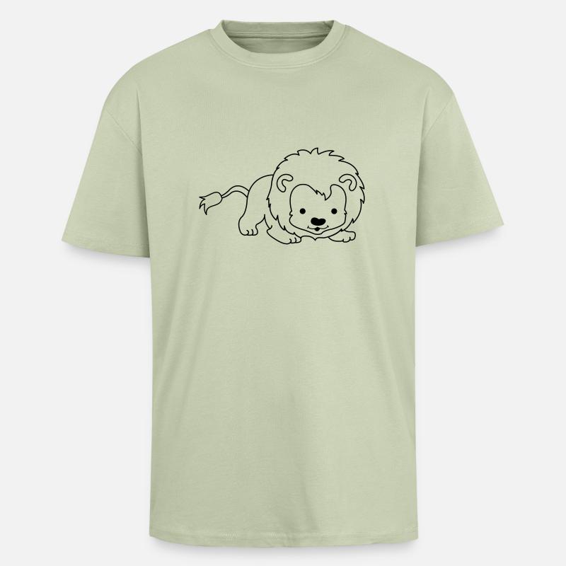 kleiner_loewe_01 - Oversized Heavyweight Unisex T-Shirt - Leichtes Salbeigrün 