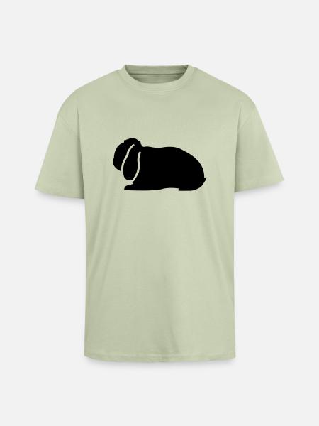 NHD emblème Dwarf Lop lapin bélier - T-shirt unisexe oversize épais - vert sauge léger 