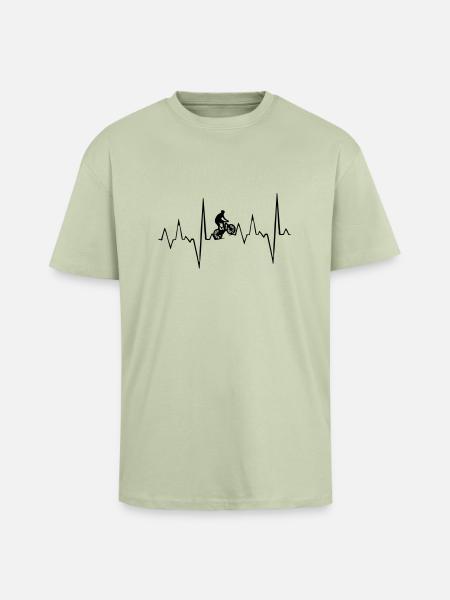 VTT Rythme cardiaque - T-shirt unisexe oversize épais - vert sauge léger 