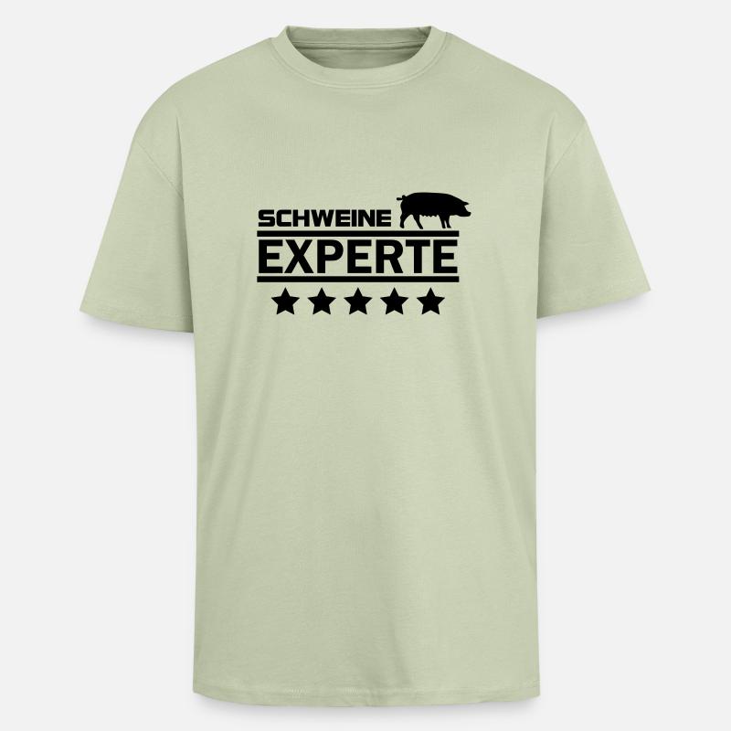 schweine experte - Oversized Heavyweight Unisex T-Shirt - Leichtes Salbeigrün