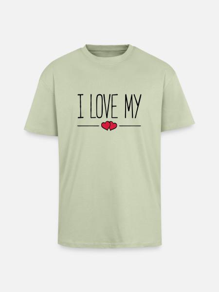 i love my - Oversized Heavyweight Unisex T-Shirt - Leichtes Salbeigrün 