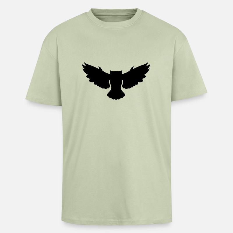Fliegende Eule - Oversized Heavyweight Unisex T-Shirt - Leichtes Salbeigrün 