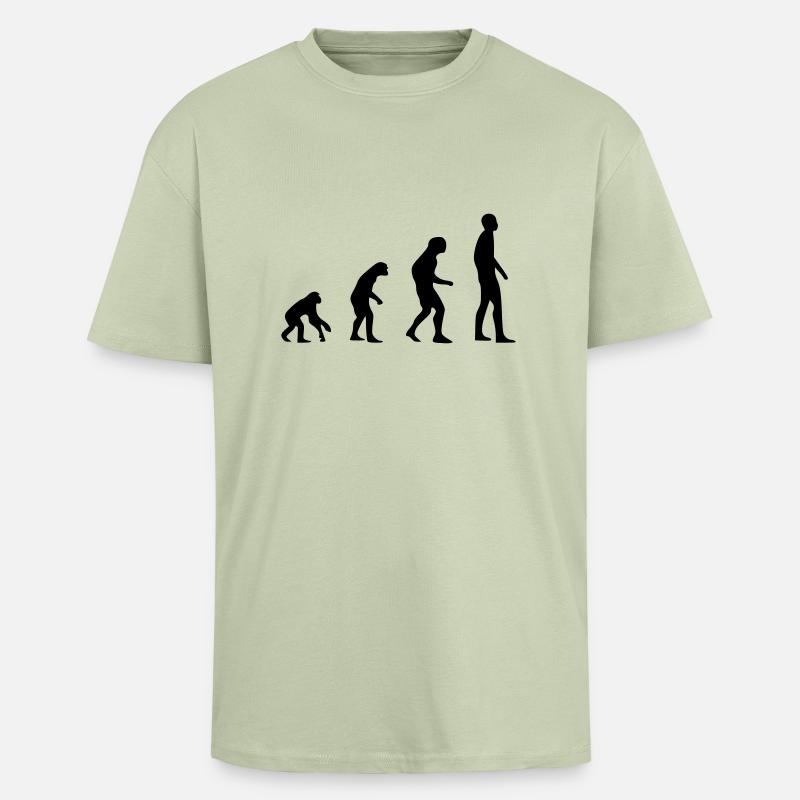 Evolution - Oversized Heavyweight Unisex T-Shirt - Leichtes Salbeigrün 