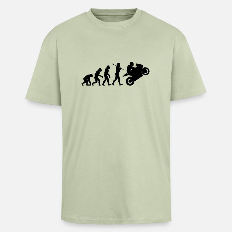 motorcycle evolution - Unisex Oversized Heavyweight T-shirt - soft salvia 